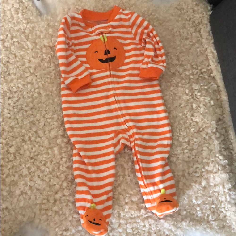 Halloween Pumpkin fleece sleeper